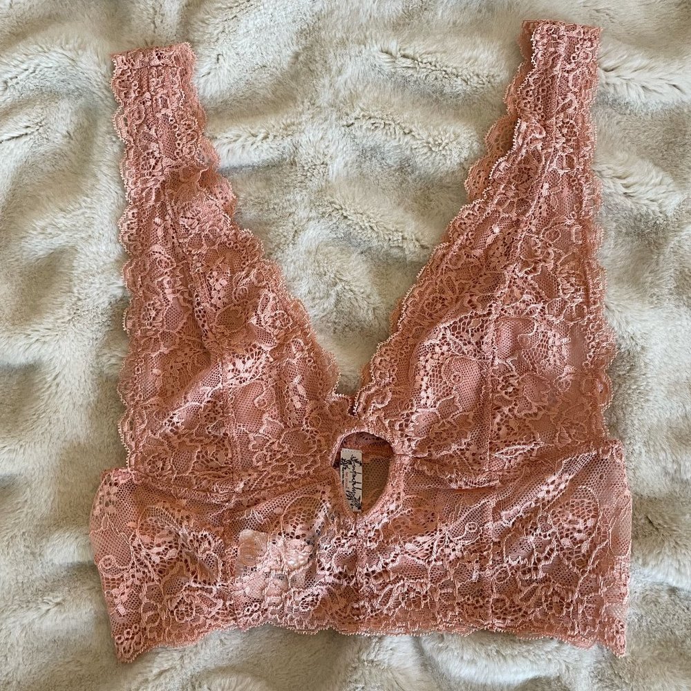 NWT Free People Peach Lace Bralette, Size Small